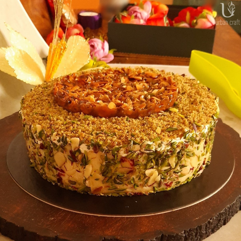 Pistachio Rose Nougatine Cake