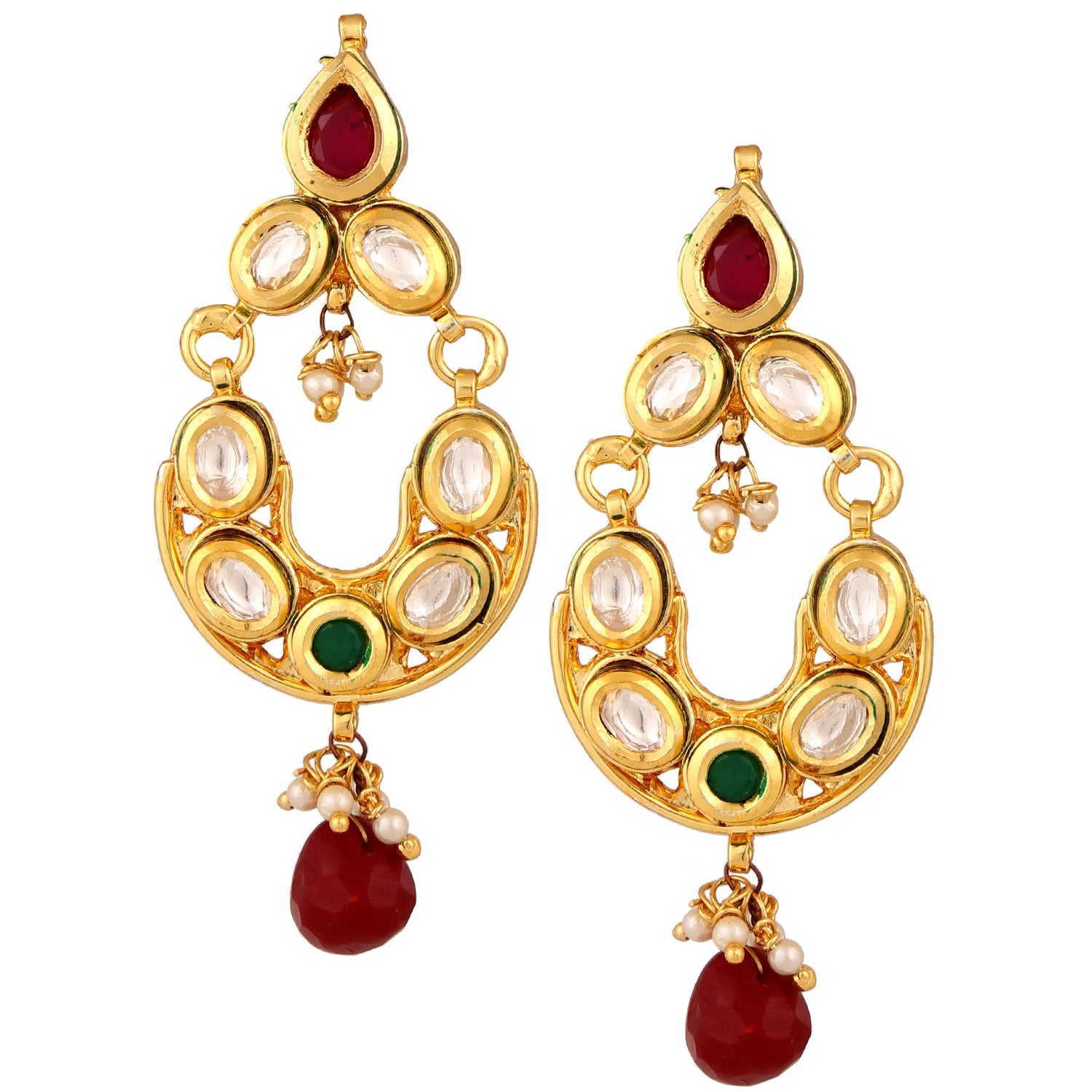 Kundan Chand Bali in Emerald & Ruby