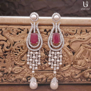 Chandelier Earrings With Pearl Drop