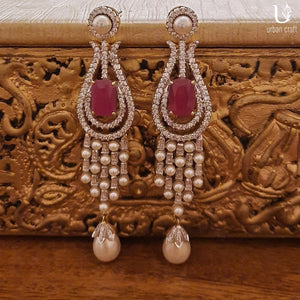 Chandelier Earrings With Pearl Drop