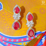 Load image into Gallery viewer, Classy Ruby N Diamonds Earrings
