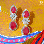 Load image into Gallery viewer, Classy Ruby N Diamonds Earrings
