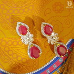 Load image into Gallery viewer, Classy Ruby N Diamonds Earrings
