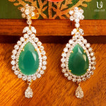 Load image into Gallery viewer, Diamond Drops With Emerald Center Earrings
