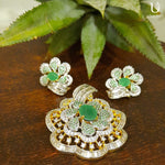 Load image into Gallery viewer, Floral Emerald-N-Diamond Pendant Set Jewelry Sets
