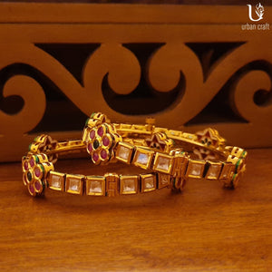 Kundan-N-Ruby Bangles Bracelets