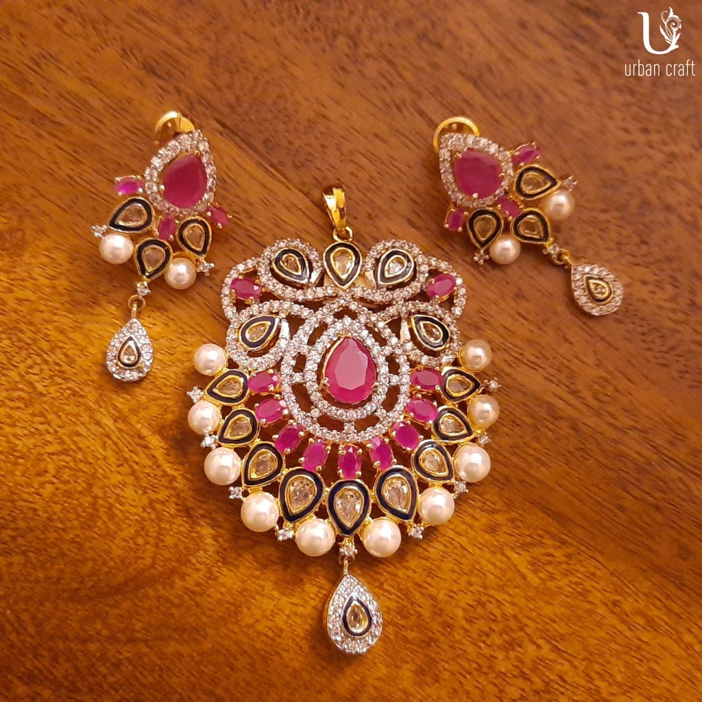 Kundan-Pearl-Ruby Nest Jewelry Sets