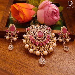 Kundan-Pearl-Ruby Nest Jewelry Sets