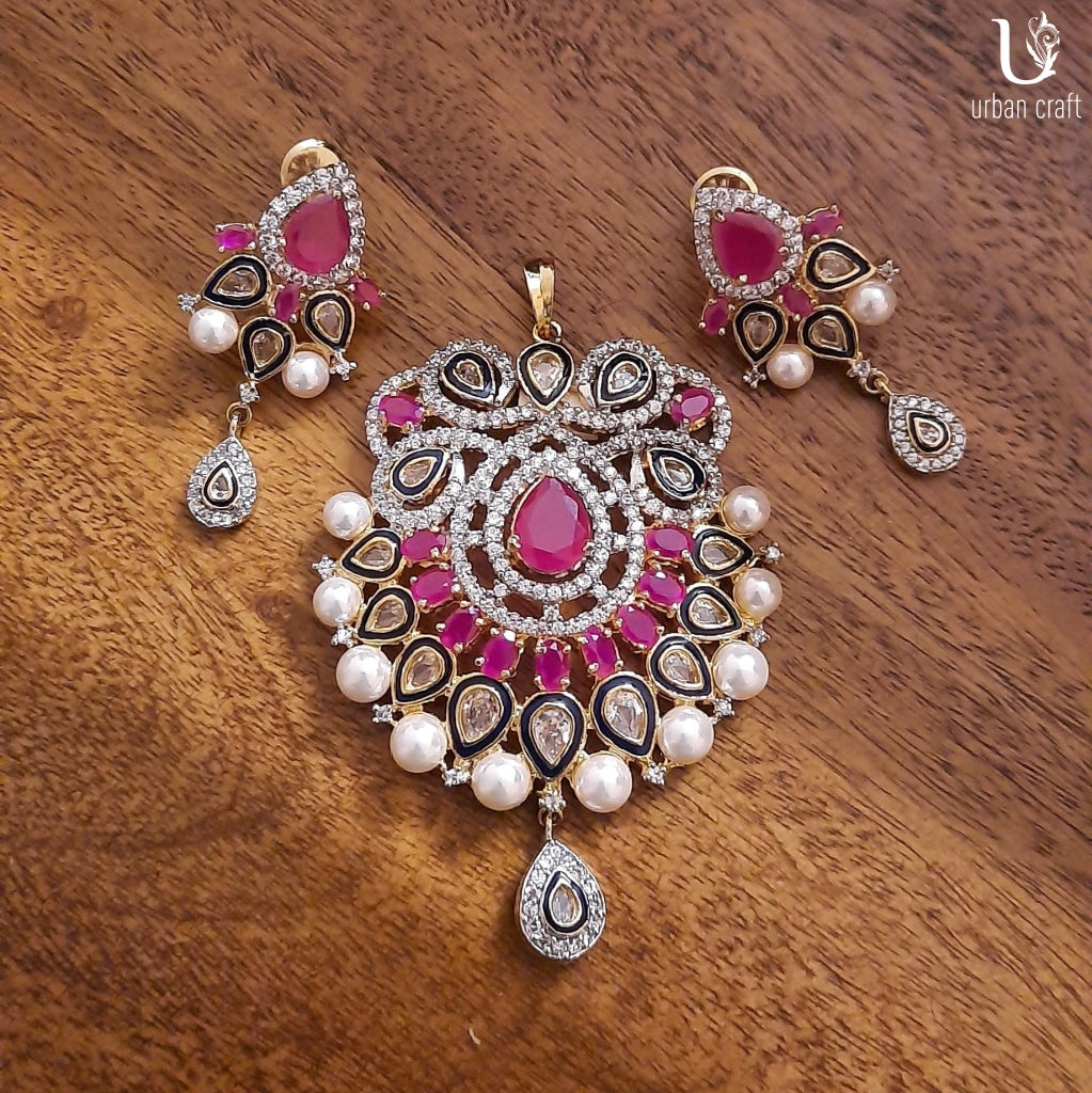 Kundan-Pearl-Ruby Nest Jewelry Sets