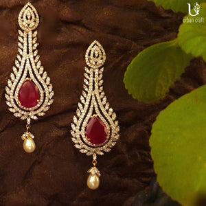 Pair Of Ruby & Diamond Earrings Jewelry