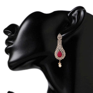 Pair Of Ruby & Diamond Earrings Jewelry