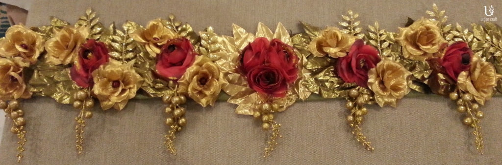 Toran In Golden Leaves & Red Roses